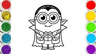 Halloween Minion 🎃 Colouring// Simple Easy Painting For kids #howtodraw #minion #koinariart