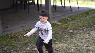 toddlers never stop running/ rock