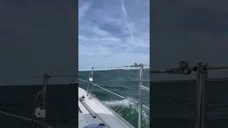 Lake Erie September 20, 2025 on a sailboat Cleveland Ohio sailing waves