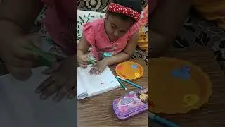 little girl #lady finger drawing with water colour #diy #creativemind