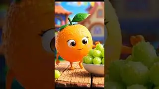 sweet orange baby eating fresh grapes#ai #funny #fruits #animation #viralshorts#orange