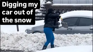 This is how I dig my car out of the snow after massive snowstorm hits Brooklyn New York in America