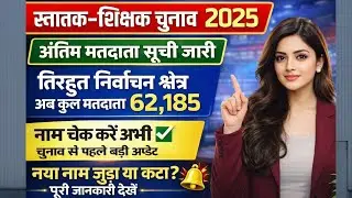 तिरहुत स्नातक शिक्षक चुनाव 2025 | अंतिम मतदाता सूची जारी | Bihar Election Big Update