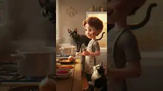 Part 3 &laquo;Семейный рецепт борща от Моны и Лизы&raquo;  #aianimation #cartoon #aicommunity #борщрецепт #cats