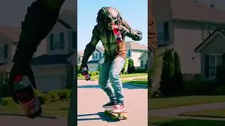 PREDATOR ON SCATEBOARD inspired by @doggface2086 #shorts
