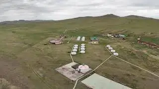 Drone Circle View of Steppe Nomads