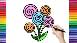 How to Draw a Candy Flower | Easy Flower Drawing | Easy Drawing for Kids