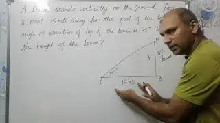 a tower stands vertically on the ground from a point 15mts away from foot of the tower angle of ....