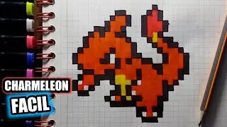 Como Dibujar a CHARMELEON | PASO A PASO FACIL (PixelArt) how to draw charmeleon | Pokemon