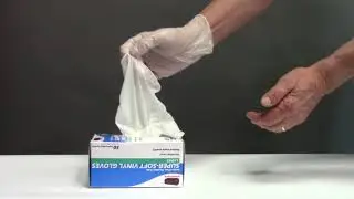 Putting on vinyl or Latex gloves for protection