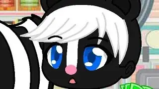 Fifi la fume flirting at Mr. Skunk while robbing at the convenience store