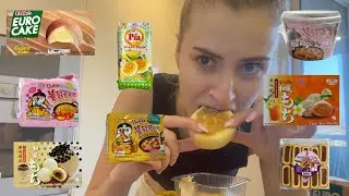 taste testing asian snacks & food