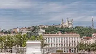 Hyperlapse of Place Bellecour in Lyon, France, the largest pedestrian square in Europe.