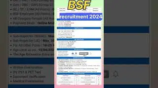 BSF Tradesman Recruitment 2024 | BSF Constable  New Vacancy 2024 #viral #BSF #indianarmy #itijob