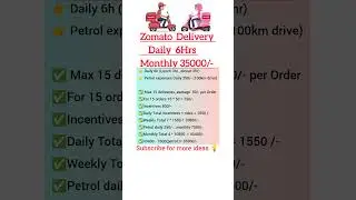 Zomato Delivery Job Income | Earn ₹35,000 Monthly | Part-Time Job Idea 2025 #businessideas #parttime