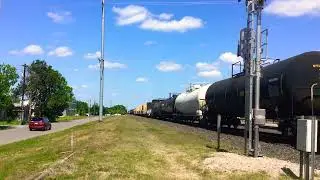 UP 8467 leads 3x1 westbound mixed freight train, Rosenberg Texas 5/15/22