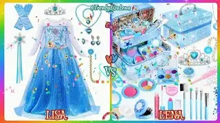 Lisa or Lena 💕//Cinderella Costumes Vs Makeup Challenge(part #316) #viral #trending #lisalena 🎁💫🌈