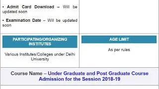 Delhi University UG/PG Admission Form 2018