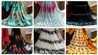 American Georgette Sattin Patta Joint Saree Collection