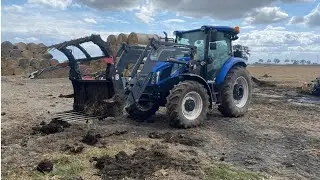 wyrzucanie obornika z kojca dla byków new holland w akcjii