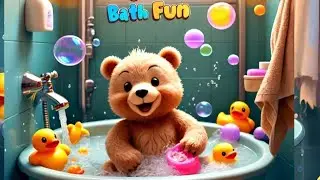 Baby Bear's Fun Bath Time Adventure! Bath song for kids @tunesntalesTV