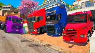 COLOQUEI TODOS MEUS CAMINHOES NA GARAGEM DA MANSAO | GTA 5 VIDA REAL