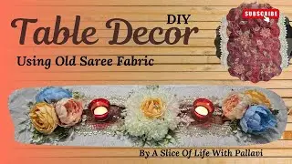 DIY Tealight Table Mat And Table Runner Using Old Saree #diy #diydecor #oldsareereuse #festivedecor