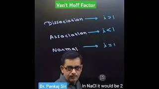 Van't Hoff Factor - XII #chemistry #shorts #ytshorts #scholarclasses #drpankajsir