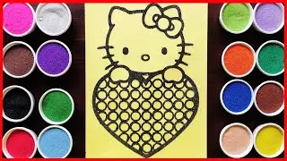T&Ocirc; M&Agrave;U TRANH C&Aacute;T HELLO KITTY &Ocirc;M TIM POP IT - HELLO KITTY AND HEART POP IT SAND PAINTING