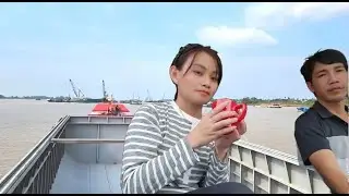 Nang Hai And Her Friend Working On The Mekong River
