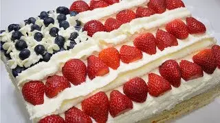 American Flag Berry Sponge Cake | Fourth of July Special