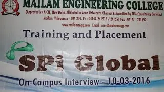 Mailam Engineering College - SPI Global  On-Campus Interview