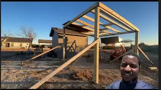Solo DIY Build On The Homestead Lean -2 Tractor Port || 10 Acre Debt Free Home