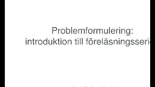 Problemformulering del 1: Introduktion