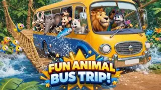 Happy Animals on a Jungle Bus Adventure! 🦁🐰🐘