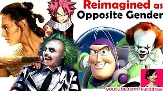 REIMAGINE 5 Characters as Opposite Gender | NEW ART CHALLENGE | Fun2draw Reimagine Challenge