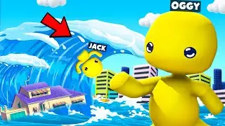 Oggy Try To Escape The Tsunami In Wobbly Life