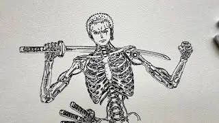 Drawing Zoro Cyborg | Mechanical Skeleton Anime Art, Precision Line Art Process