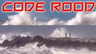 Zware storm met Code Rood aan de Noordzee Maasvlakte