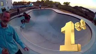 Sean Goff - NBD smith grind over the hip at the Foxhole Pool in Portugal. #skateboarding