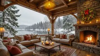 Cozy Winter by the Lake ❄️ Soft Piano & Fireplace Ambience for Relaxation and Focus