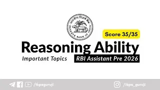RBI Assistant Prelims 2026 | Most Important Reasoning Topics | Score 35/35 Strategy