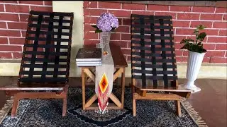 Beautiful Handmade Web chairs with wooden table.