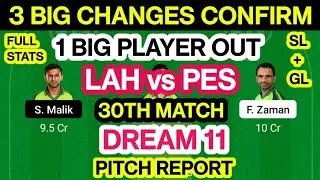 LAH vs PES Dream 11 Team Prediction | LAH vs PES Dream 11 Team Analysis 30th Match Playing11 Pit Rep