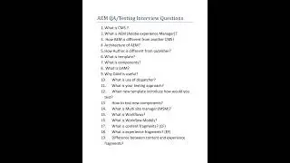 AEM QA INTERVIEW QUES#qatesting#education#aem#adobe #adobeexperiencemanager#interview#manualtesting