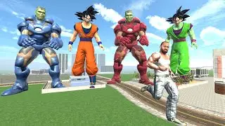 Franklin vs Colourful Iron Hulk Team and Goku Team - INDIAN BIKES DRIVING 3D
