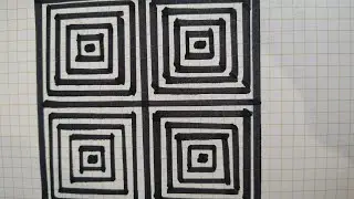 Easy And Perfect Square Illusion Matrix ✨|Relaxing Geometric Pattern Drawing🖤|Mandala For Beginners