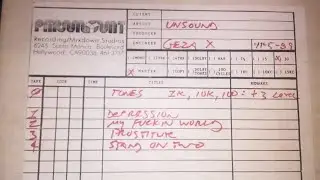 Unsound ..1988 Geza X  studio engineer  4 songs (no vocals) pre desert Stoner Rock.