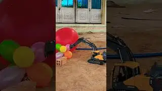 balloon with excavator ax, balloon pop, popping balloons - 43 #shorts