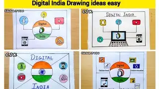 Digital India Drawing ideas | Digital india Drawing easy step by step | My vision of digital India